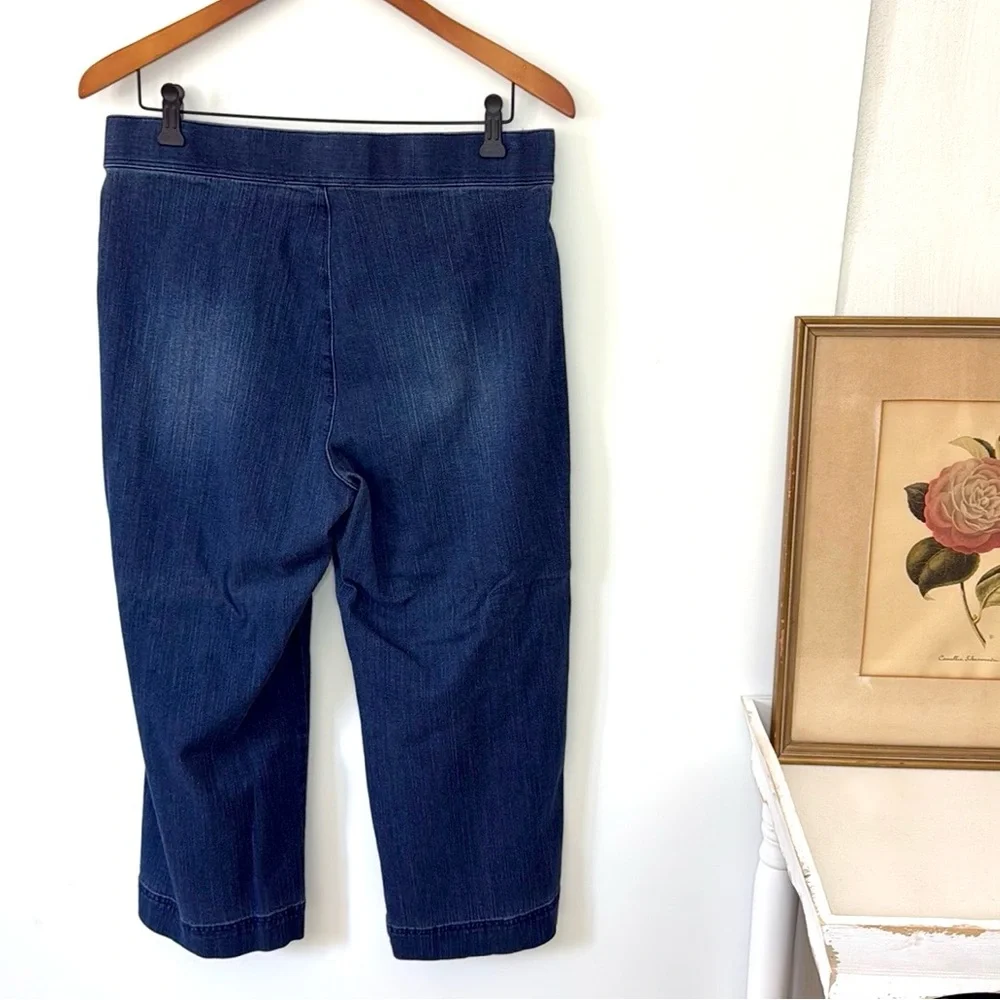 Soft Surroundings Wide Leg Crop Jeans Button Side Sz M - Picture 7 of 13
